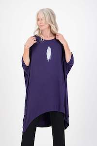 Whisper Dress (Navy) Feather Print