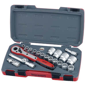 Teng Tools: Teng 21pc 1/2in Dr. Metric Reg. Socket Set 12Pnt