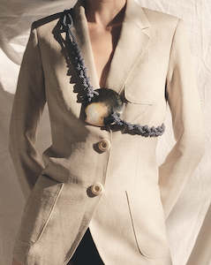 Mother Of Pearl Braided Belt: Mother of Pearl Braided Belt, Liberty Blue