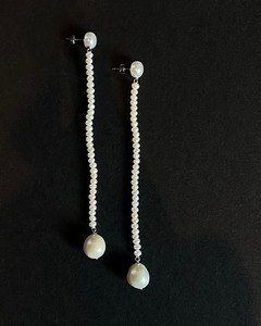 Last: Long Strand Pearl Earrings