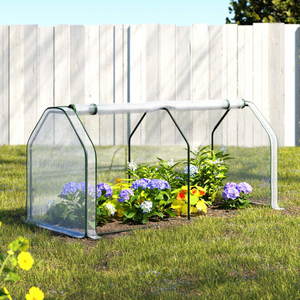 Greenhouses: Green Fingers Mini Greenhouse PE Cover Green House Roll-Up Zippered Door 1.2x0.5x0.6M