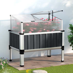 Planter Box: Green Fingers Garden Bed 80x49x74cm Greenhouse Planter Box Raised Galvanised Herb