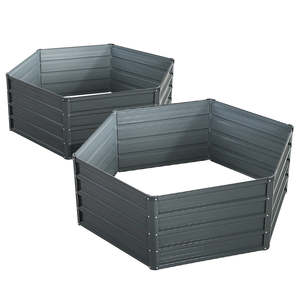 Planter Box: Green Fingers 2x Garden Bed 130x130x46cm Planter Box Raised Container Galvanised