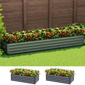 Planter Box: Green Fingers Garden Bed 320X80X45cm Planter Box Raised Container Galvanised Herb