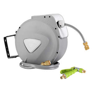 Garden Hose: Water Hose Reel 20M Retractable Auto Rewind Garden Brass Spray Gun