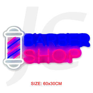 Neon Sign BARBER SHOP Blue Pink Barber Pole Style 60x30cm J35OCE