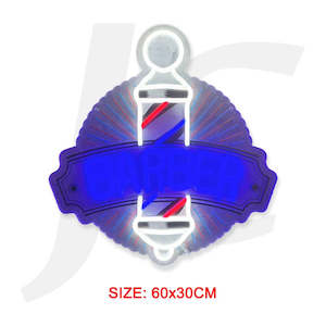 Neon Sign BARBER With Retro Barber Pole Style 60x30cm J35LEE