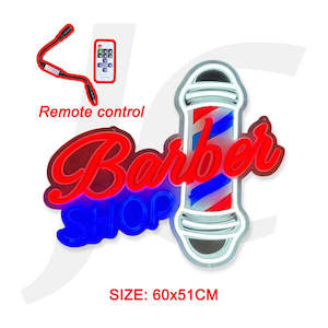 Sign Towel Cabinet Shelf: Neon Sign Barber SHOP Retro Barber Pole Style With Remote Control 60x51cm J35EWH