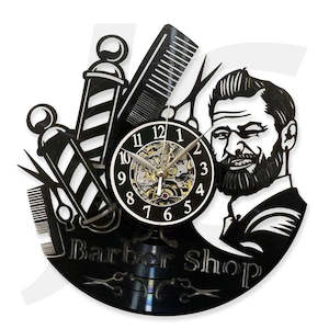 Artist Clock Barber Shop Pole Comb Scissors Man 29x29cm J36BMA