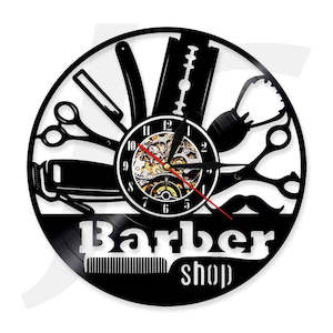 Book Poster Flag: Artist Clock Barber Shop Tools Round 29x29cm J36STR