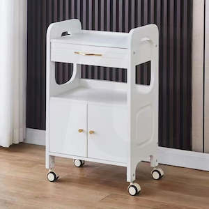 Beauty Trolley With Cabinet and Drawer White A64 J34WCA
