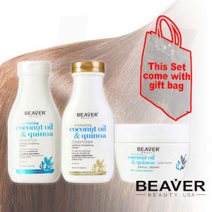 BEAVER Coconut Gift Bag Set Shampoo Conditioner Mask 350mlx2+250ml J14MCO*