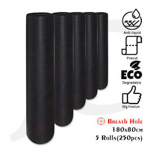 Disposable Bed Sheet Roll 180x80cm Black Breath Hole BL+ 5 Rolls 250pcs J52BLW