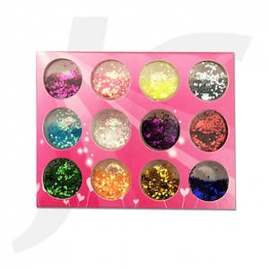 Sequin Glitter Powder: Nail Glitter 12 in 1 Red Box 44511 J85G11