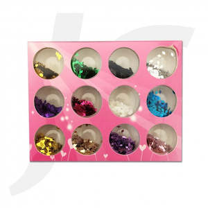 Sequin Glitter Powder: Nail Glitter 12 in 1 Red Box 44507 J85G07