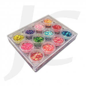 Sequin Glitter Powder: Nail Glitter 12 in 1 Plastic Box Mermaid Premium J85GPB