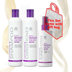 Cynos Blondie+ Purple Shampoo Conditioner Leave-in Treatment Set with Gift Bag 2&hellip;