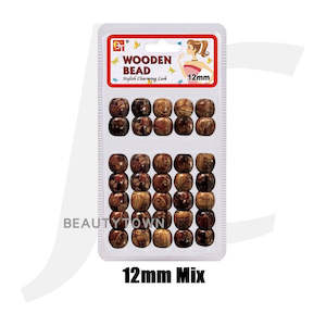 Hair Braiding: Beauty Town Wooden Braiding Beads 12mm Mix J17BM2