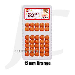 Beauty Town Wooden Braiding Beads 12mm Orange J17BO2