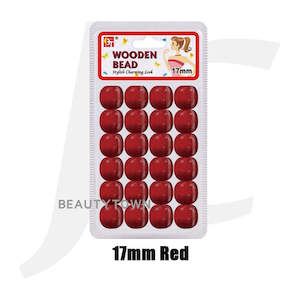 Beauty Town Wooden Braiding Beads 17mm Red J17BR7