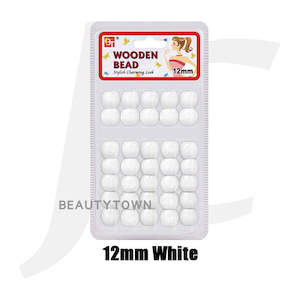 Beauty Town Wooden Braiding Beads 12mm White J17BW2