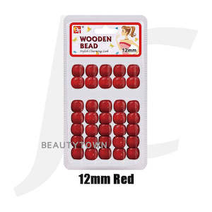 Beauty Town Wooden Braiding Beads 12mm Red J17RE2