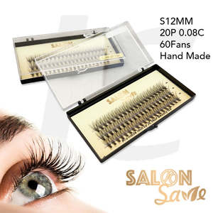 SALON Save Professional Fan Eyelash Extension Hand Made S12MM 20P 0.08C 60Fans J71JFP