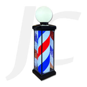 Barber Pole Glass Square 70cm With Top Round Bulb J35GQE