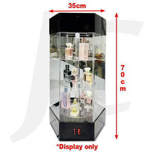 Sign Towel Cabinet Shelf: Acrylic Display Stand with Rotating Function and Down Light Black J35BCT