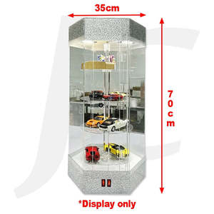 Acrylic Display Stand with Rotating Function and Down Light Silver J35FRD