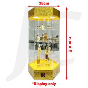 Acrylic Display Stand with Rotating Function and Down Light Gold J35GLD