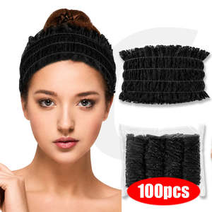 Disposable Elastic Spa Head Wrap Headbands 100pcs Black J21WDA