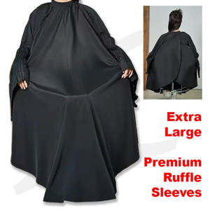 Cutting Cape Extra Large With Premium Ruffle Sleeves Black J26SBR