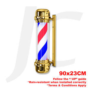 Sign Towel Cabinet Shelf: Barber Pole Flat Ends Rain-resistant 90x23CM Gold J35GMC
