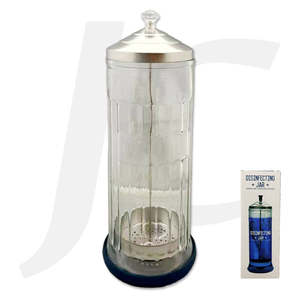 Sign Towel Cabinet Shelf: Disinfecting Jar With Acrylic Handle and Blue Rubber Base J35BHC