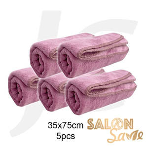 Towel Cape Apron Uniform: Salon Save Salon Towel Soften Microfiber Rose 35x75cm 5pcs J26MPP