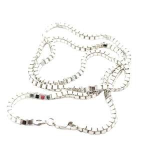 Jewellery Mens: Unisex Sterling Silver Square Box Chain Necklace - 55cm