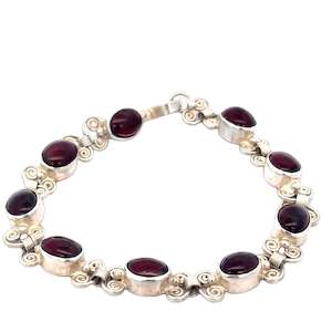 Jewellery Bracelets Amp Bangles Bracelets: Oval Cabochon Garnet Bracelet in Sterling Silver