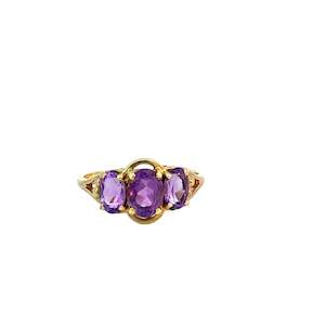 Vintage Amethyst Three Stone Ring