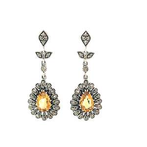 Citrine Marcasite Flower Earrings