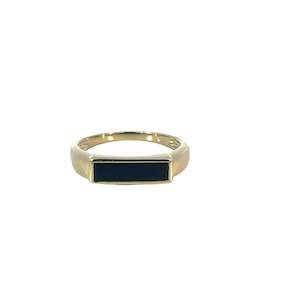 Flat Onyx Signet Ring in 9ct Yellow Gold