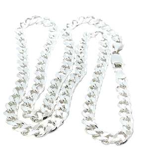 Unisex Flat Curb Link Necklace in Sterling Silver - 60cm