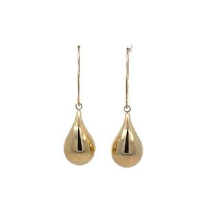 Jewellery Earrings: Italian Bulb Drop Pear Hook Earrings in 9ct Yellow Gold