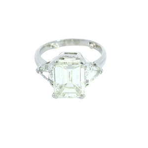 Large Diamond Emerald Cut Ring