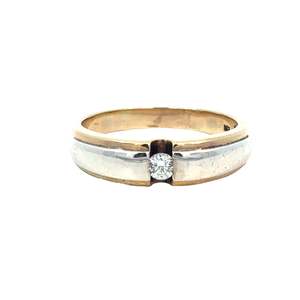 Gents Diamond 9ct Yellow Gold Platinum Band