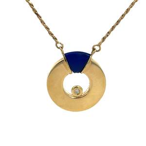 Jewellery Necklaces: Diamond Lapis Lazuli 18ct Gold Necklace
