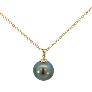 Tahitian Pearl 9ct Yellow Gold Necklace