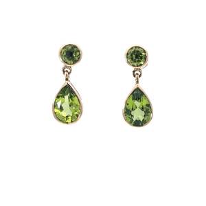 Peridot Drop Earrings in 9ct Yellow Gold