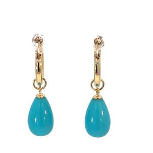 Detachable Turquoise Enhancer on Hoop Earrings