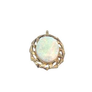 Jewellery Pendants: Oval Opal Pendant in Stirling Silver with Gilt Overlay